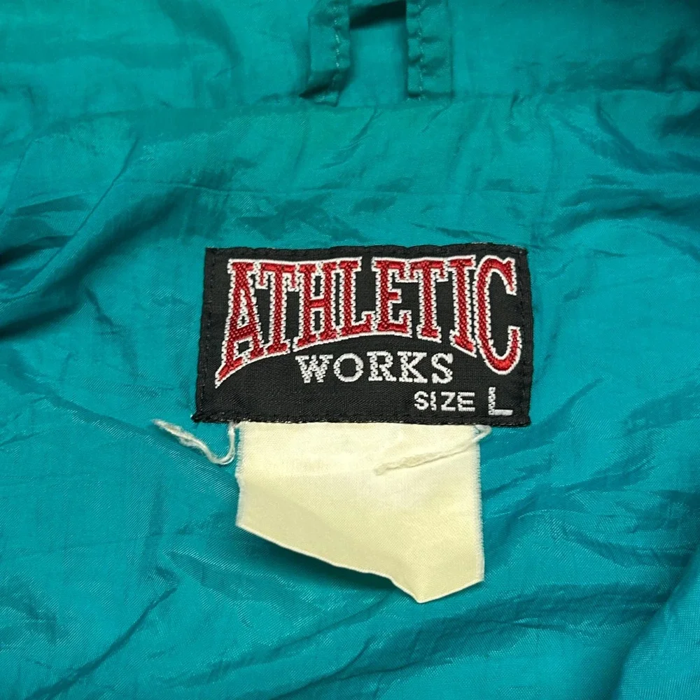 Athletic Works Windbreaker Black Red Teal 90s Colorblock Jacket Mens Large Retro